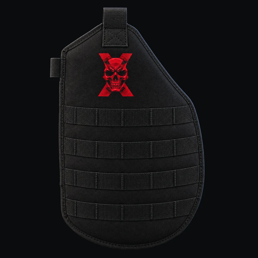 BlackcoreX leg armour, a soft armour thigh panel with PALS webbing and the BlackcoreX mark
