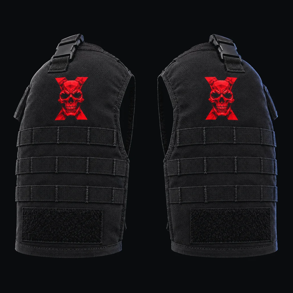 BlackcoreX shoulder armour, a pair of deltoid protectors with the BlackcoreX mark